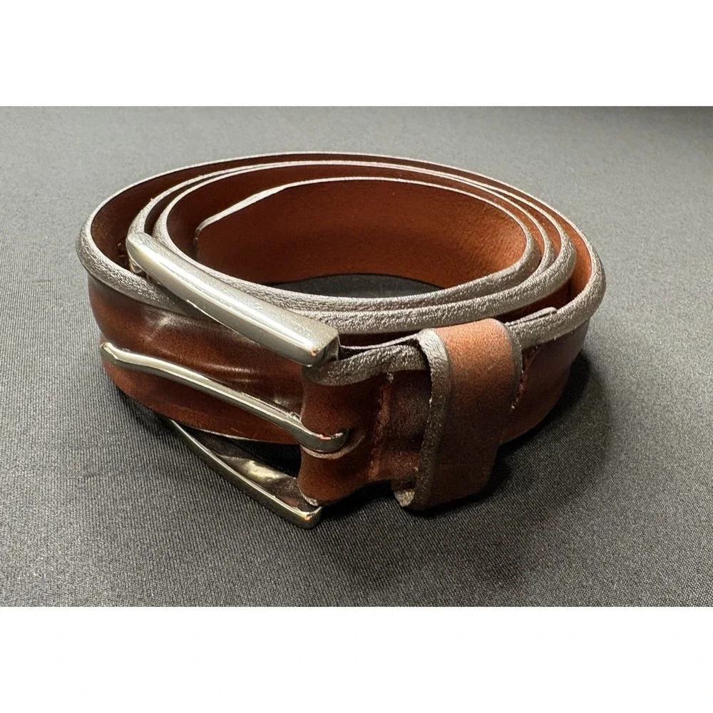 Allen Edmonds Mens Belt 107/42 Walnut Leather Solid Brass Buckle USA 67507